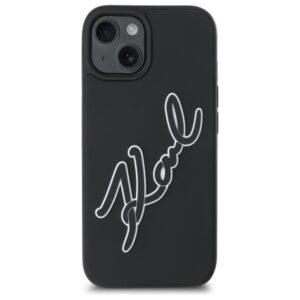 Karl Lagerfeld KLHCP15S3DRKSDLK Apple iPhone 15 6.1" juodos spalvos kietas dėklas 3D Rubber Signature - Image 3