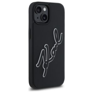 Karl Lagerfeld KLHCP15S3DRKSDLK Apple iPhone 15 6.1" juodos spalvos kietas dėklas 3D Rubber Signature - Image 4