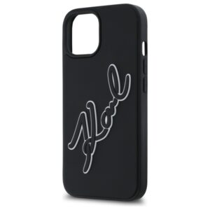 Karl Lagerfeld KLHCP15S3DRKSDLK Apple iPhone 15 6.1" juodos spalvos kietas dėklas 3D Rubber Signature - Image 6