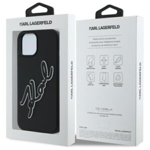 Karl Lagerfeld KLHCP15S3DRKSDLK Apple iPhone 15 6.1" juodos spalvos kietas dėklas 3D Rubber Signature - Image 8