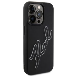 Karl Lagerfeld KLHCP15X3DRKSDLK Apple iPhone 15 Pro Max 6.7" juodos spalvos kietas dėklas 3D Rubber Signature - Image 4