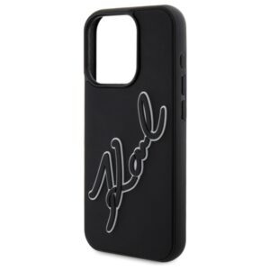 Karl Lagerfeld KLHCP15X3DRKSDLK Apple iPhone 15 Pro Max 6.7" juodos spalvos kietas dėklas 3D Rubber Signature - Image 6