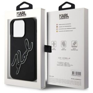 Karl Lagerfeld KLHCP15X3DRKSDLK Apple iPhone 15 Pro Max 6.7" juodos spalvos kietas dėklas 3D Rubber Signature - Image 8