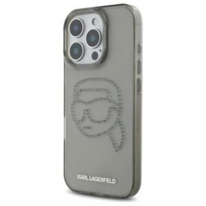 Karl Lagerfeld KLHCP16XHKHDCELK Apple iPhone 16 Pro Max 6.9" juodos spalvos kietas dėklas IML Rhinestones Karl Head - Image 2