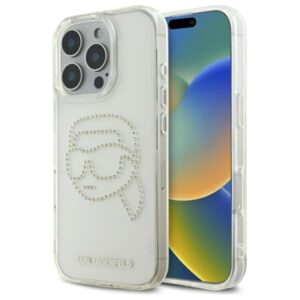 Karl Lagerfeld KLHCP16XHKHDCELT Apple iPhone 16 Pro Max 6.9" skaidrus kietas dėklas IML Rhinestones Karl Hea - Image 1