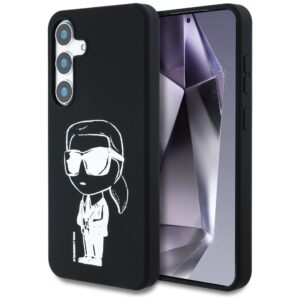 Dėklas Karl Lagerfeld Silicone Graffiti Ikonik Printed Logo MagSafe Samsung Galaxy S25 juodos spalvos