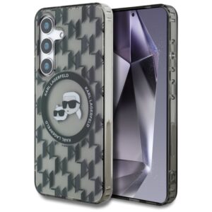 Dėklas Karl Lagerfeld Button Karl & Choupette Heads On KL Pattern MagSafe Samsung Galaxy