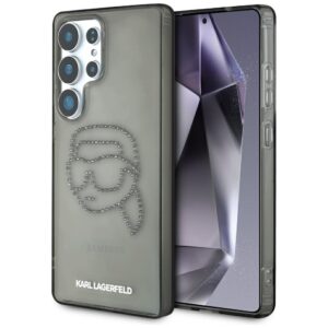 Dėklas Karl Lagerfeld Rhinestones Karl Head Logo Samsung Galaxy S25 Ultra juodos spalvos