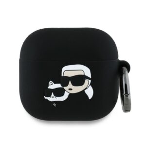Karl Lagerfeld KLA4RUNKCHK AirPods 4 dėklas juodos spalvos Silicone Karl&Chaupette Head 3D - Image 1