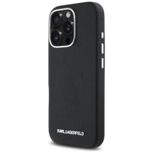 Dėklas Karl Lagerfeld Saffiano Full Wrapped Elongated Metal Logo MagSafe Apple iPhone 16 Pro Max juodos spalvos - Image 2