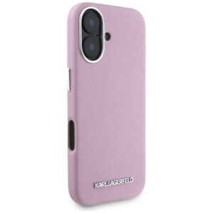Dėklas Karl Lagerfeld Saffiano Full Wrapped Elongated Metal Logo MagSafe Apple iPhone 16 rožinės spalvos - Image 4