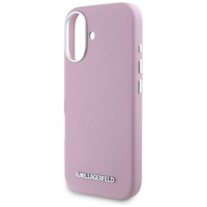 Dėklas Karl Lagerfeld Saffiano Full Wrapped Elongated Metal Logo MagSafe Apple iPhone 16 rožinės spalvos - Image 6