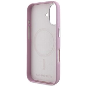 Dėklas Karl Lagerfeld Saffiano Full Wrapped Elongated Metal Logo MagSafe Apple iPhone 16 rožinės spalvos - Image 7