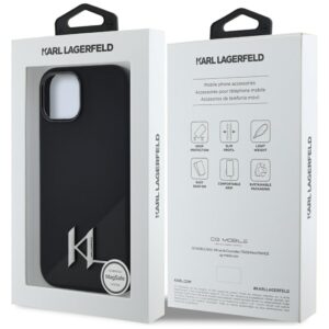 Dėklas Karl Lagerfeld Silicone Shadow Metal Initial MagSafe Apple iPhone 15 juodos spalvos - Image 8