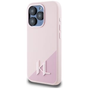Dėklas Karl Lagerfeld Silicone Shadow Metal Initial MagSafe Apple iPhone 15 Pro Max rožinės spalvos - Image 2