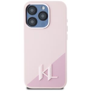 Dėklas Karl Lagerfeld Silicone Shadow Metal Initial MagSafe Apple iPhone 15 Pro Max rožinės spalvos - Image 3