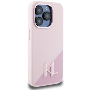 Dėklas Karl Lagerfeld Silicone Shadow Metal Initial MagSafe Apple iPhone 15 Pro Max rožinės spalvos - Image 4