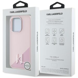 Dėklas Karl Lagerfeld Silicone Shadow Metal Initial MagSafe Apple iPhone 15 Pro Max rožinės spalvos - Image 8
