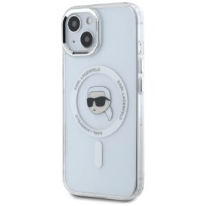 Dėklas Karl Lagerfeld IML Metal Karl Head MagSafe Apple iPhone 15 baltos spalvos - Image 2