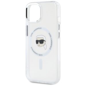 Dėklas Karl Lagerfeld IML Metal Karl Head MagSafe Apple iPhone 15 baltos spalvos - Image 6