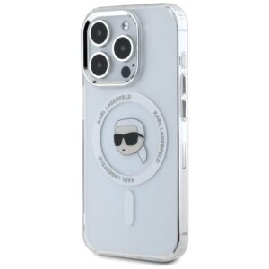 Dėklas Karl Lagerfeld IML Metal Karl Head MagSafe Apple iPhone 15 Pro Max baltos spalvos - Image 2