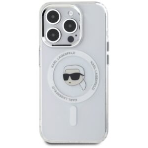 Dėklas Karl Lagerfeld IML Metal Karl Head MagSafe Apple iPhone 15 Pro Max baltos spalvos - Image 3