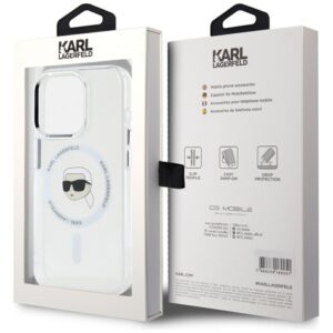 Dėklas Karl Lagerfeld IML Metal Karl Head MagSafe Apple iPhone 15 Pro Max baltos spalvos - Image 8
