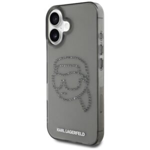 Dėklas Karl Lagerfeld IML Rhinestones Karl Head Apple iPhone 16 juodos spalvos - Image 2