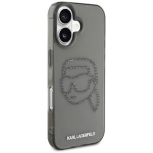 Dėklas Karl Lagerfeld IML Rhinestones Karl Head Apple iPhone 16 juodos spalvos - Image 4