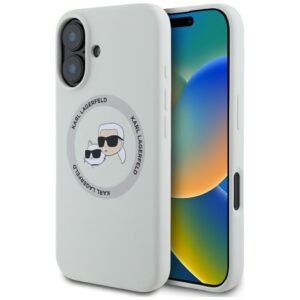 Dėklas Karl Lagerfeld Silicone Double Heads And Circle MagSafe Apple iPhone 16 beige