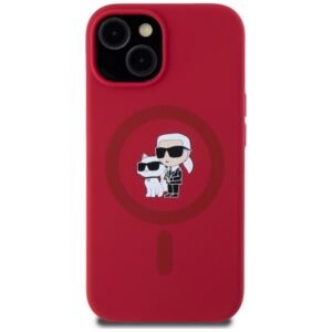 Dėklas Karl Lagerfeld Silicone Karl&Choupette Heads Ring MagSafe Apple iPhone 15 red - Image 3