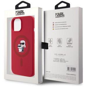 Dėklas Karl Lagerfeld Silicone Karl&Choupette Heads Ring MagSafe Apple iPhone 15 red - Image 8