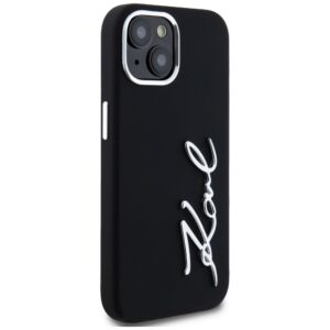Dėklas Karl Lagerfeld Silicone Metal Script Logo Apple iPhone 15 juodos spalvos - Image 4