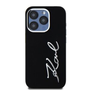 Dėklas Karl Lagerfeld Silicone Metal Script Logo Apple iPhone 15 Pro Max juodos spalvos - Image 3