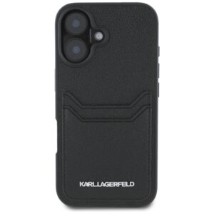 Dėklas Karl Lagerfeld HC Grained PU Cardslot Metal Elong Apple iPhone 16 juodos spalvos - Image 3