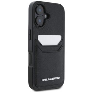 Dėklas Karl Lagerfeld HC Grained PU Cardslot Metal Elong Apple iPhone 16 juodos spalvos - Image 4