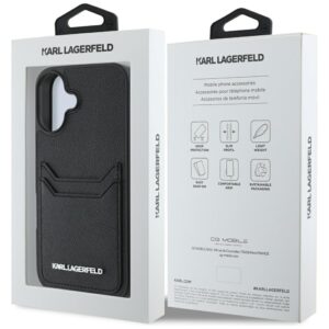 Dėklas Karl Lagerfeld HC Grained PU Cardslot Metal Elong Apple iPhone 16 juodos spalvos - Image 8
