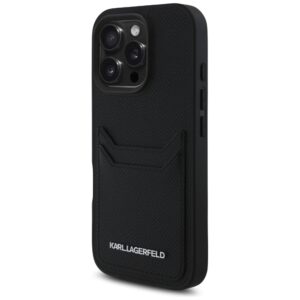 Dėklas Karl Lagerfeld HC Grained PU Cardslot Metal Elong Apple iPhone 16 Pro juodos spalvos - Image 2