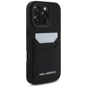 Dėklas Karl Lagerfeld HC Grained PU Cardslot Metal Elong Apple iPhone 16 Pro juodos spalvos - Image 4
