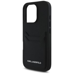 Dėklas Karl Lagerfeld HC Grained PU Cardslot Metal Elong Apple iPhone 16 Pro juodos spalvos - Image 6