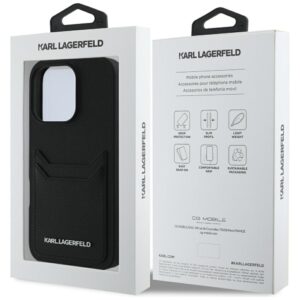 Dėklas Karl Lagerfeld HC Grained PU Cardslot Metal Elong Apple iPhone 16 Pro juodos spalvos - Image 8