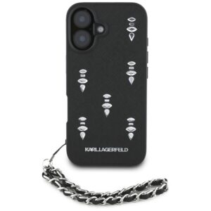 Dėklas Karl Lagerfeld Saffiano Crystals w/Chain Apple iPhone 16 juodos spalvos - Image 2