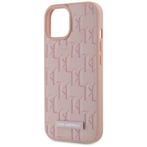 Dėklas Karl Lagerfeld Leather Monogram Metal Logo MagSafe Apple iPhone 15 rožinės spalvos - Image 6