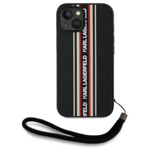 Dėklas Karl Lagerfeld Saffiano Athleisure Stripes Cord Apple iPhone 15 red