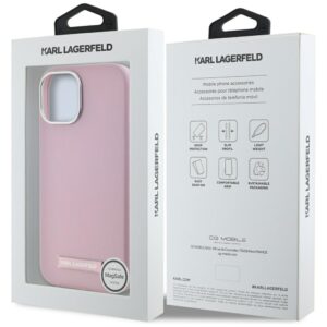 Dėklas Karl Lagerfeld FW Metal Plate MagSafe Apple iPhone 15 rožinės spalvos - Image 8