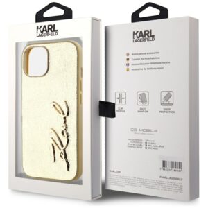 Dėklas Karl Lagerfeld Wrinkled Metal Signature Apple iPhone 15 gold - Image 8