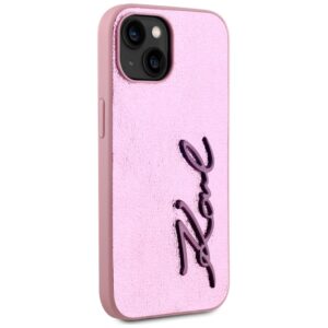 Dėklas Karl Lagerfeld Wrinkled Metal Signature Apple iPhone 15 rožinės spalvos - Image 4