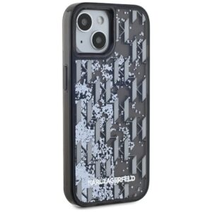 Dėklas Karl Lagerfeld Liquide Glitter Monogram Gradient Apple iPhone 15 juodos spalvos - Image 4