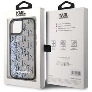 Dėklas Karl Lagerfeld Liquide Glitter Monogram Gradient Apple iPhone 15 juodos spalvos - Image 8