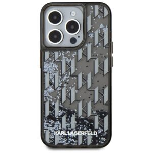 Dėklas Karl Lagerfeld Liquide Glitter Monogram Gradient Apple iPhone 15 Pro juodos spalvos - Image 3